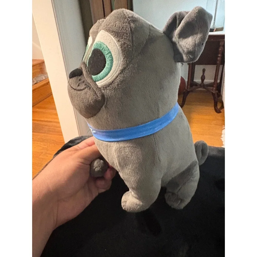 Disney Store Puppy Dog Pals Bingo Plush Grey Pug Dog Blue Collar Disney Junior